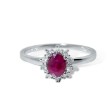 Diamantring i gull  med 0,05 ct W-p og rubin-bur615219