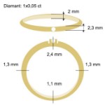 Alliansering i 14 karat gult gull med diamant - 85010050