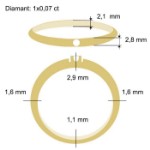Iselin alliansering med diamant i gult gull- 85010070