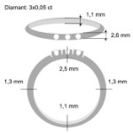 Alliansering i hvitt gull med tre diamanter - 8503050
