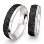 Gifteringer i hvitt gull med carbon og diamanter - 4806501