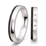 Gifteringer i hvitt gull med carbon og diamanter - 4806509