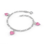 Charms-armbånd i sølv - Rosa hjerter  - 22501