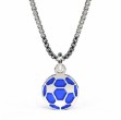 Smykke Halskjede i sølv - Blå fotball - 24702