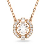 Swarovski Sparkling Dance Round Necklace, White, Rose-gold tone plated - 5272364