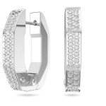 Swarovski øredobber Dextera hoop Octagon, pavé, small, hvitt - 5618307