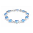 Armbånd i sølv - Lys blå hjerter