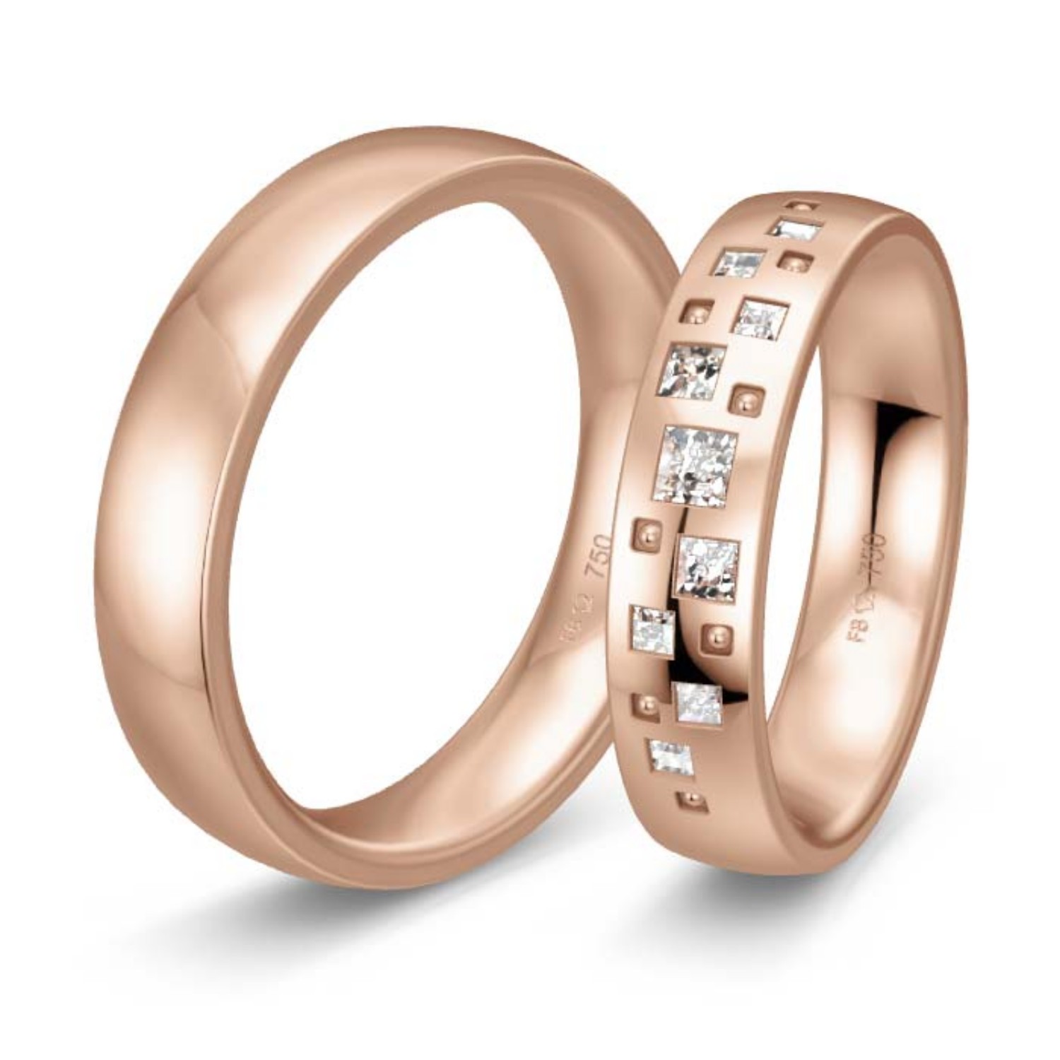 Gifteringer i lyse rosé gull 18 kt, 5 mm. LUXURY - 4809905