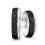 Gifteringer i hvitt gull med carbon og diamanter - 4806501