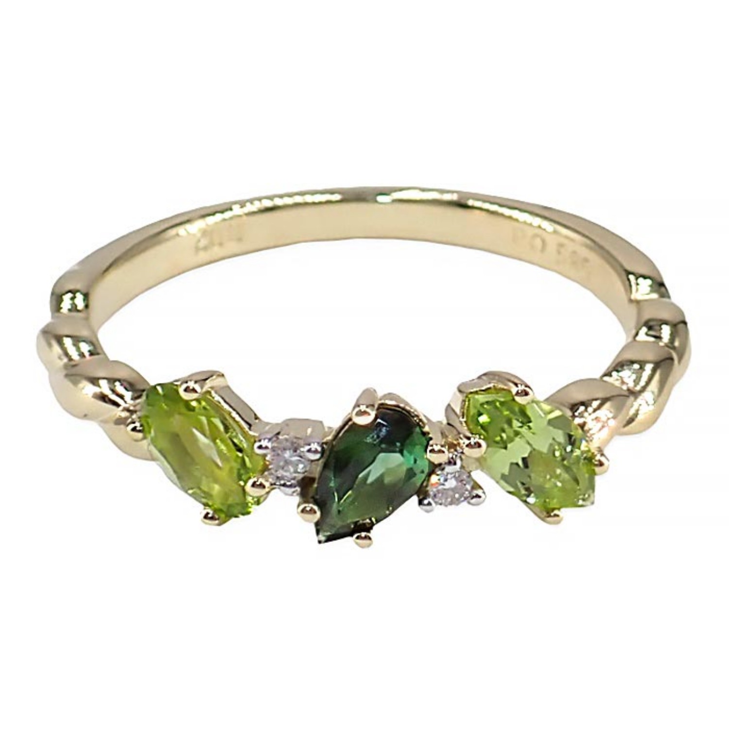 Diamantring i gult gull 0,02 ct W-Si med edelstener- Bur560798 