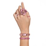 Swarovski Matrix ring Baguette cut, Pink, Rose gold-tone plated - 5647589