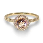 Diamantring i gult gull med 0,15 ct W-Si og morganite - bur573211