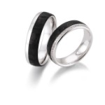 Gifteringer i hvitt gull med carbon og diamanter - 4806501