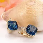 Diamantsett i gult gull med London Blue Topas - COC6490/COC4250