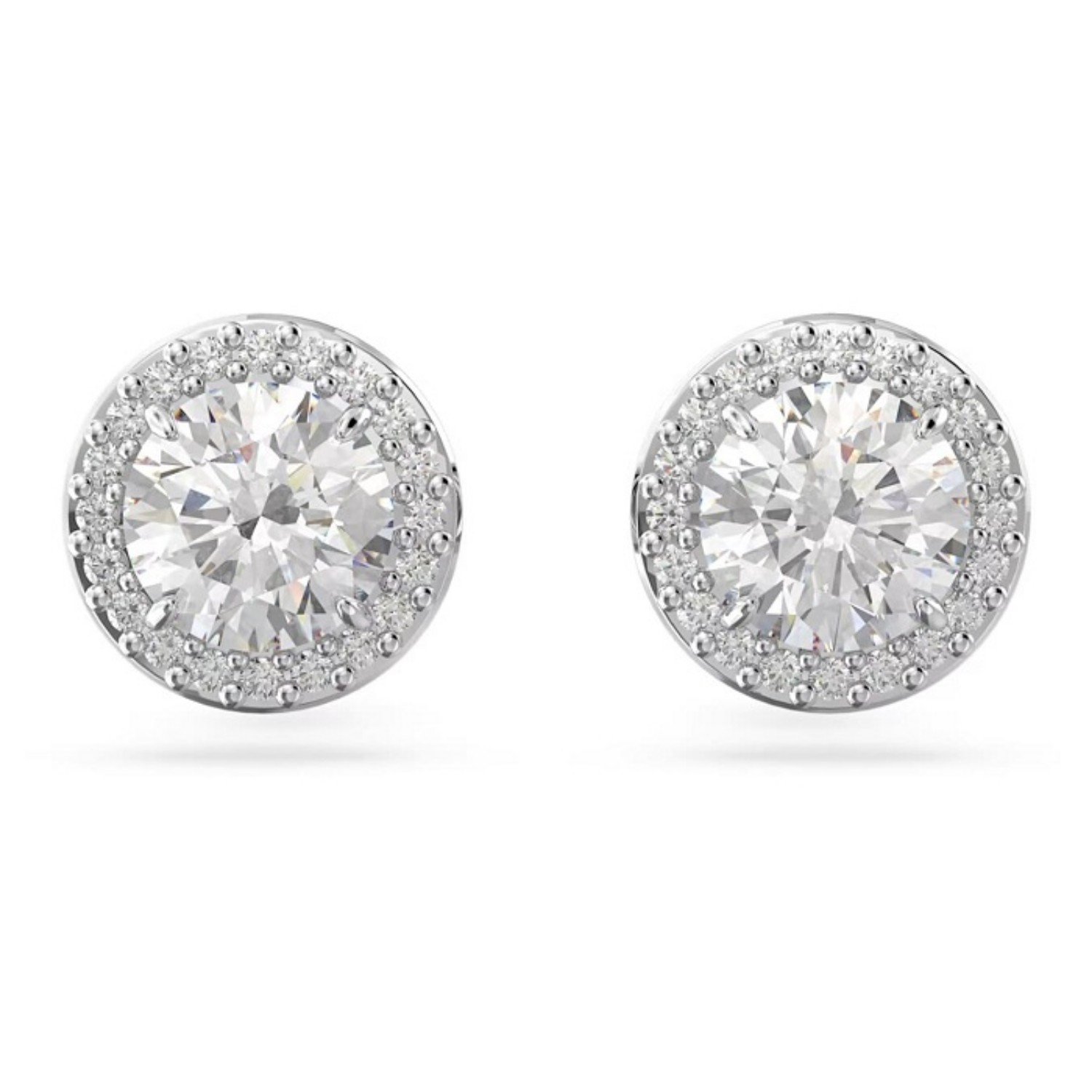 Swarovski øredobber Constella stud Round cut, Pavé, White, Rhodium plated - 5636269