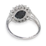 Diamantring i hvitt gull med sort safir og 0,08ct W-SI - 57292