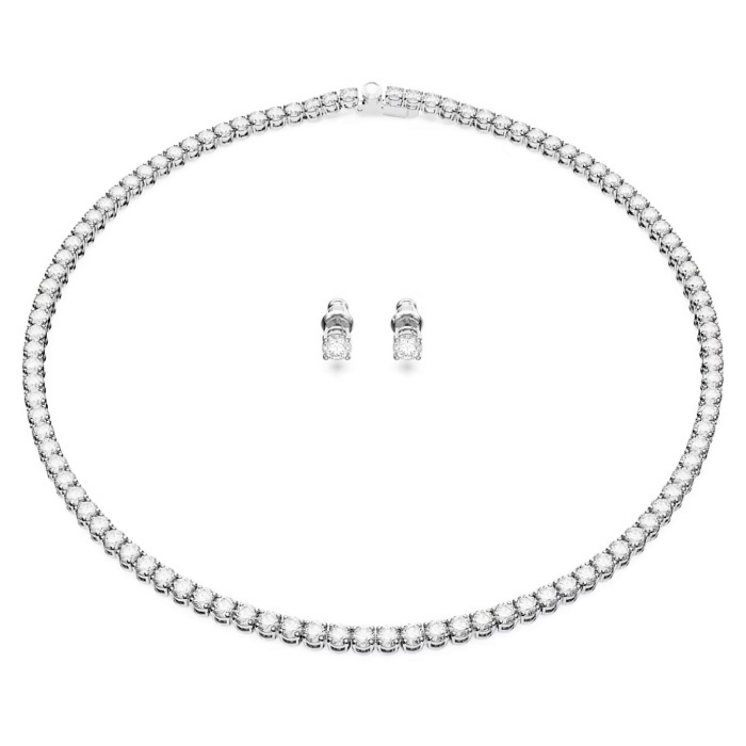 Swarovski smykkesett Matrix Tennis set Round cut, White, Rhodium plated - 5647730