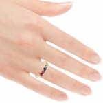 Diamantring i gult gull 14 kt med edelstener - Bur594264