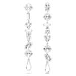 Swarovski øredobber Mesmera Asymmetrical design, Mixed cuts, Long, White, Rhodium plated - 5661687