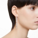 Swarovski øredobber Mesmera Asymmetrical design, Mixed cuts, Long, White, Rhodium plated - 5661687