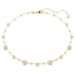 Swarovski collier Imber Round cut, Scattered design, White, Gold-tone plated - 5680090