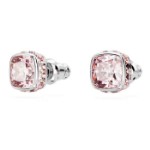 Swarovski øredobber Birthstone stud Square cut, June, Pink, Rhodium plated - 5660799