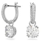 Swarovski øredobber Constella drop earrings Round cut, White, Rhodium plated - 5636717