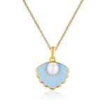 Sølvmykke sommer med lys blå coloritt og perle, forgylt - 3042542