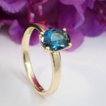 Gullring i 14 kt med London Blue Topas - bur5857890