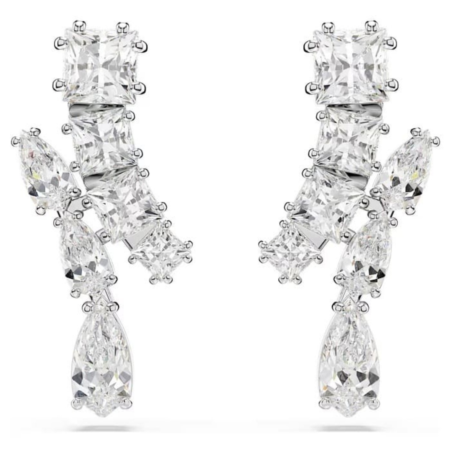 Swarovski øredobber  Matrix drop earrings Mixed cuts, White, Rhodium plated - 5700418