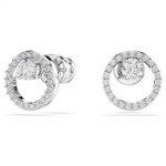 Swarovski øredobber Constella stud earrings Round cut, White, Rhodium plated - 5692262