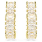 Swarovski øredobber  Matrix hoop earrings Baguette cut, Heart, Small, White, Gold-tone plated - 5693512