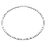 Swarovski collie Matrix Tennis necklace, Round cut, White, Rhodium plated - 5681796