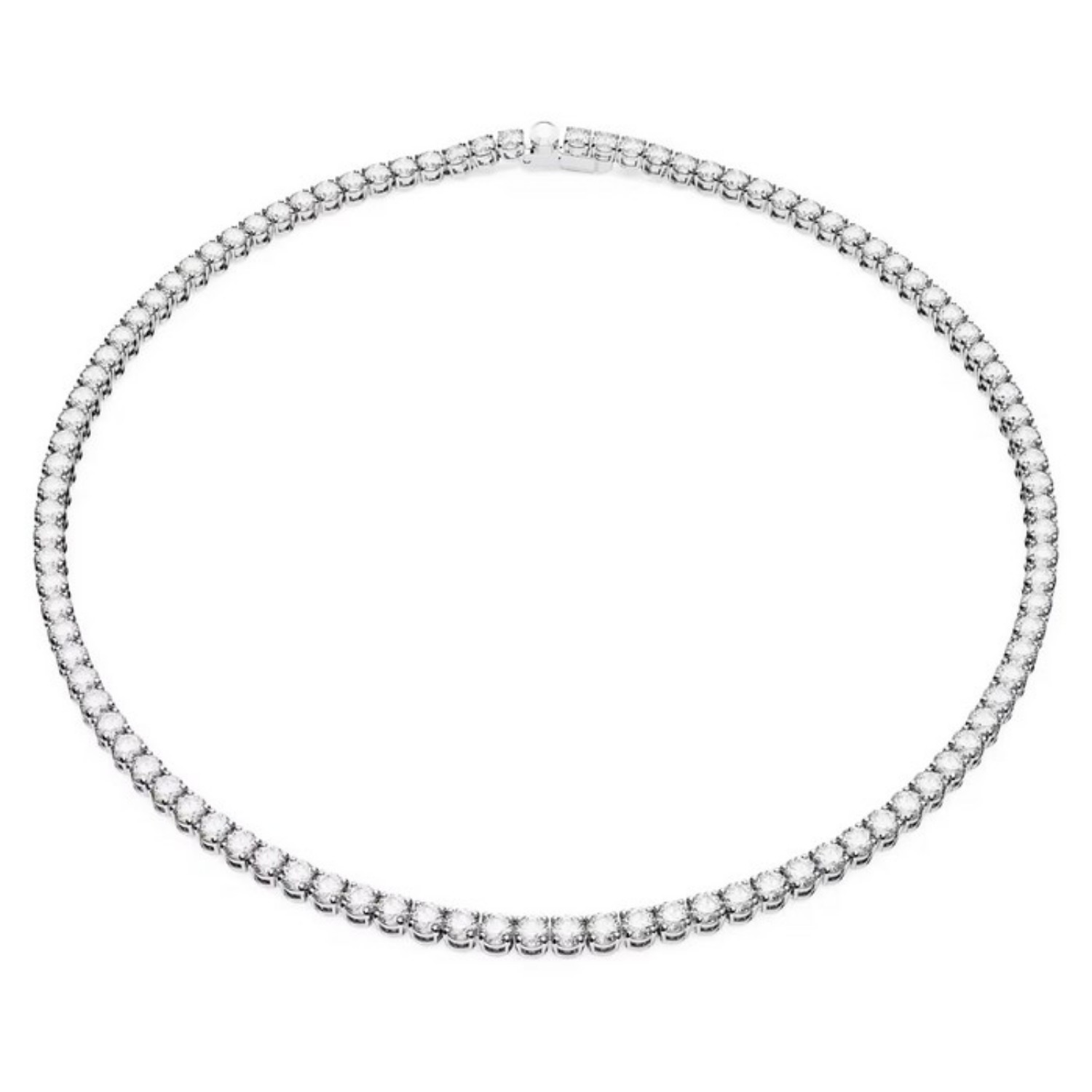 Swarovski collie Matrix Tennis necklace, Round cut, White, Rhodium plated - 5681796