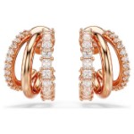 Swarovski øredobber Hyperbola hoop earrings Mixed cuts, Mini, White, Rose gold-tone plated - 5698702