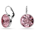 Swarovski øredobber  Bella drop earrings Round cut, Pink, Rhodium plated - 5724290