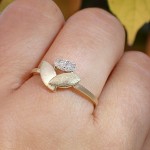 Gullring i gult gull 14kt med zirkonia - bur585885