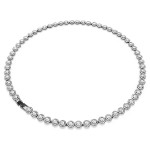 Swarovski collier Una Angelic Round cut, Long, White, Ruthenium plated - 5681057