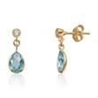 Gulløredobber i gult gull 14 kt med hvitt og blå syntetisk cubic zirkonia - 47315