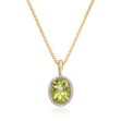 Diamantsmykke i gult gull 0,16ct WSI diamant og peridot - 27252