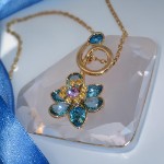 Swarovski smykke Idyllia pendant Mixed cuts, Flower, Blue, Gold-tone plated - 5709029