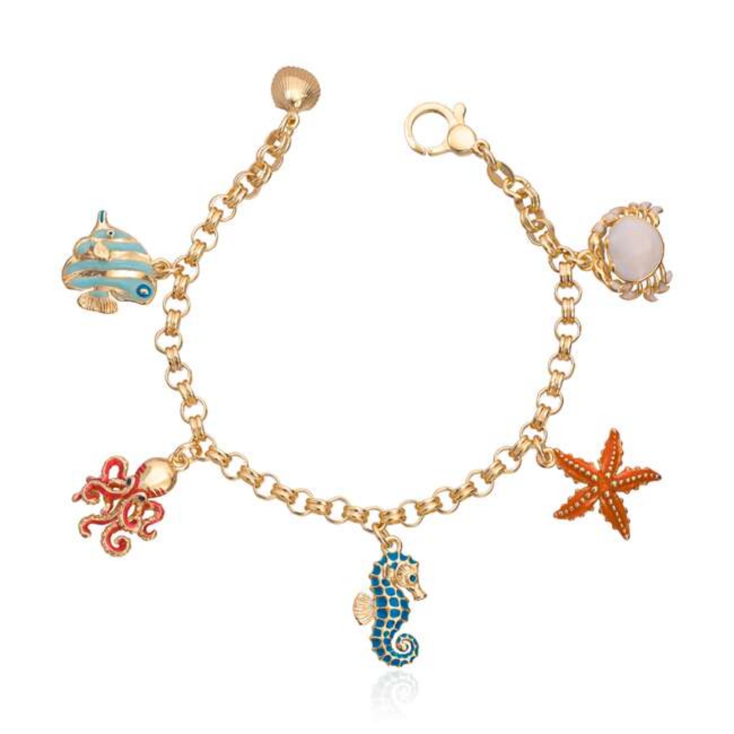 Armbånd i sølv forgylt med charms - 3020819