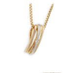 Diamantsmykke i 14kt gull med diamanter 0,02ct W-P1, tofarget - bur2150