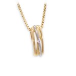 Diamantsmykke i 14kt gull med diamanter 0,02ct W-P1, tofarget - bur2150