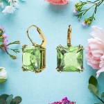 Swarovski øredobber Millenia drop Square cut, Green, Gold-tone plated - 5636564