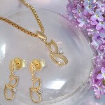 Diamantsett i gult gull 14 kt - BUR242735/738128
