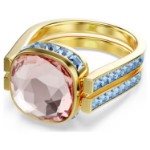 Swarovski Chroma ring Cushion cut, Multicolored, Gold-tone plated - 5692500
