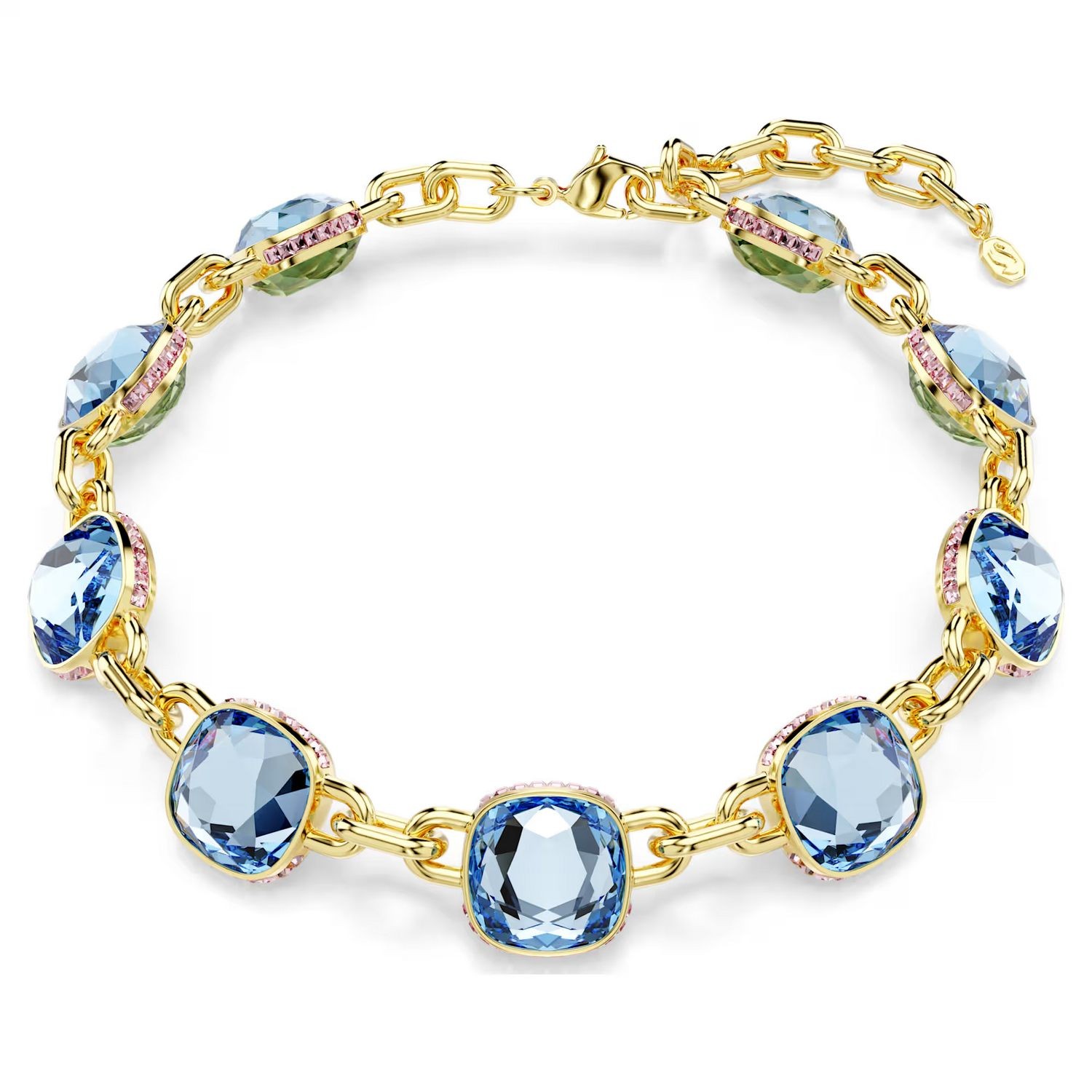 Swarovski collier Chroma Tennis necklace Cushion cut, Multicolored, Gold-tone plated - 5692482