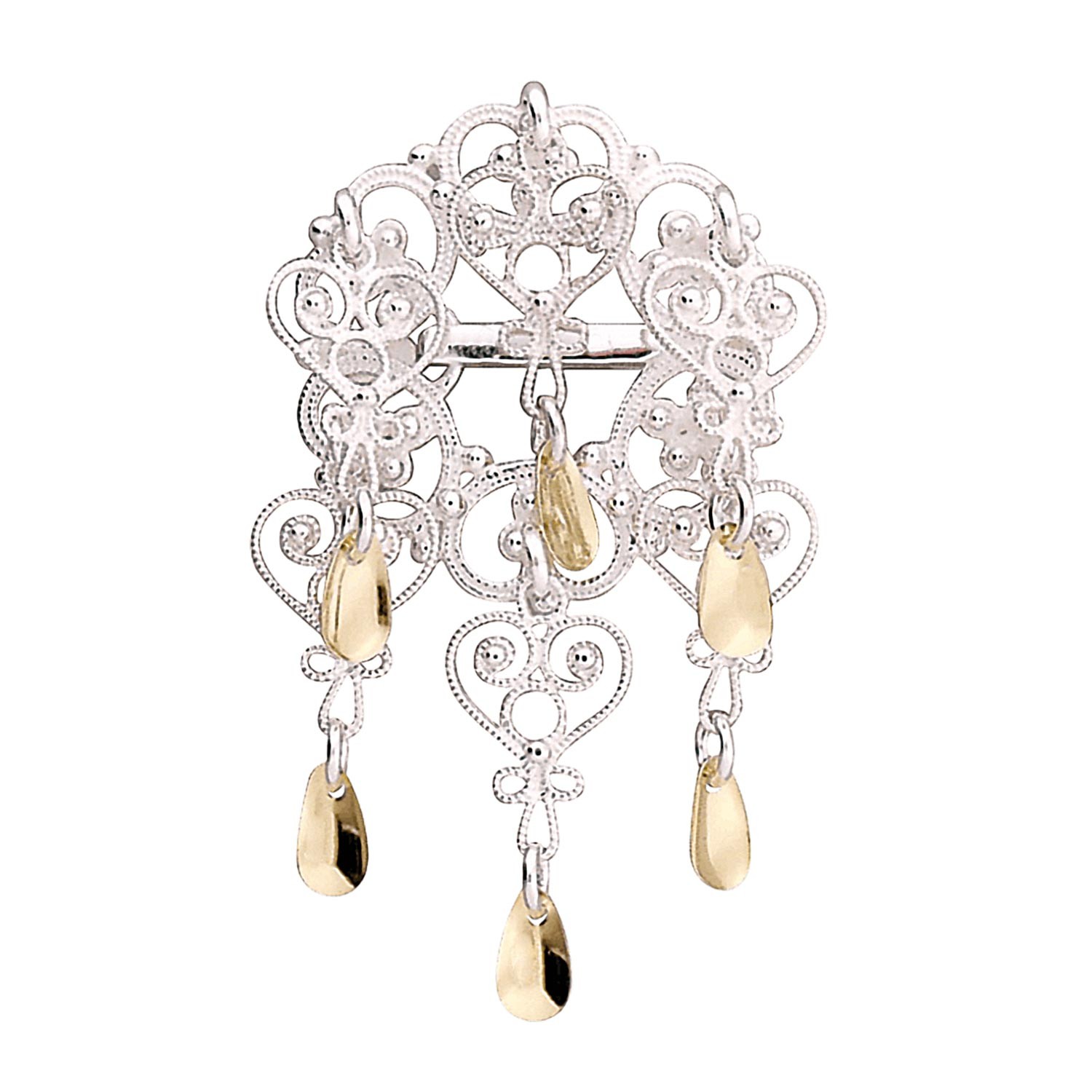 Barnesølje i hvit  og forgylt sølv