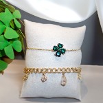 Swarovski armbånd Idyllia Mixed cuts, Clover, Green, Gold-tone plated - 5666585